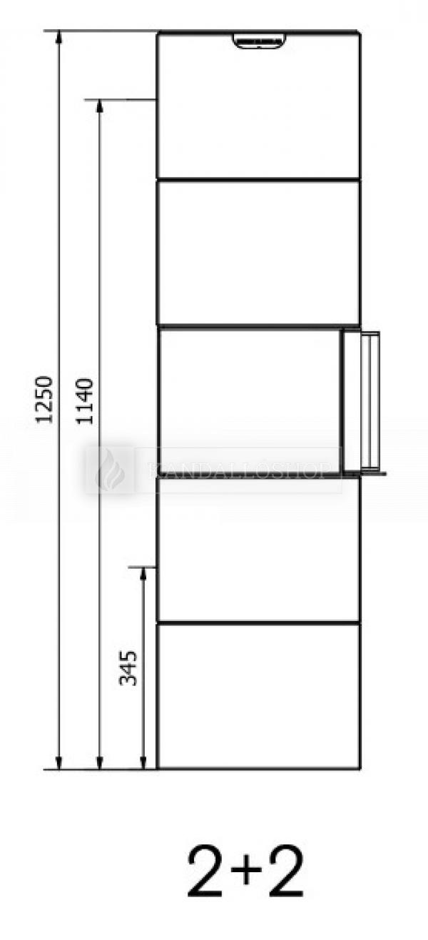 Norsk Kleber Domino 2+2 teljes zsírkő kandallókályha szögletes kialakítással kandalloshop