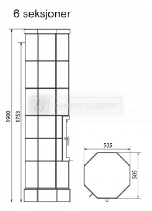 Norsk Kleber Octo 6 prémium kandallókályha vermikulit tűztérrel és szögletes dizájnnal kandalloshop